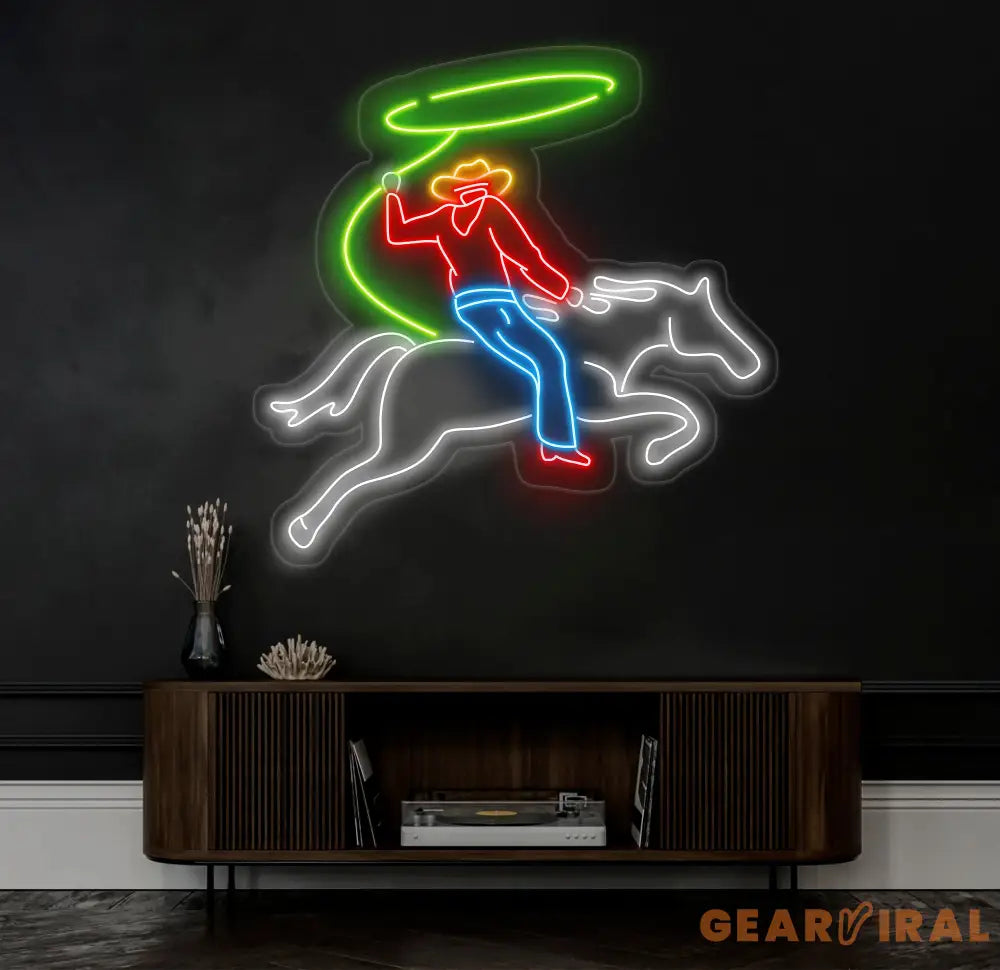 Custom Rodeo Neon Light - Cowboy Riding Horse LED Sign Bedroom Neon Lights Wall Decor Horse Neon Light for Home or Bar