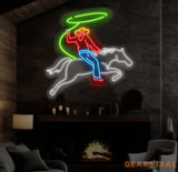 Custom Rodeo Neon Light - Cowboy Riding Horse LED Sign Bedroom Neon Lights Wall Decor Horse Neon Light for Home or Bar