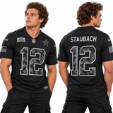 Custom Roger Staubach Dallas Cowboys Fan Inspired 2026 Salute to Service Retired Player Stitched Premium Limited Jersey - Black