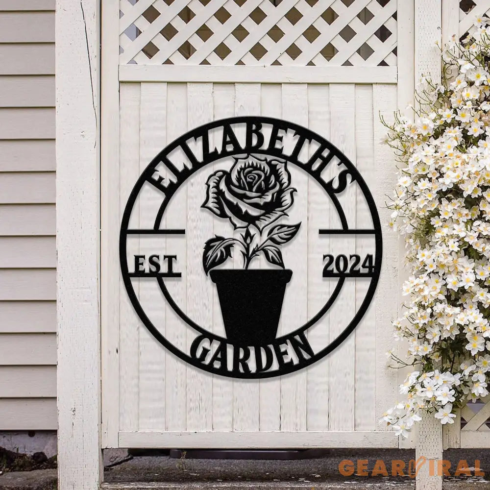 Custom Rose Garden Metal Wall Sign Personalized Outdoor Garden Sign Mom Roses Sign Garden Hanging Flower Bouquet Art