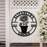 Custom Rose Garden Metal Wall Sign Personalized Outdoor Garden Sign Mom Roses Sign Garden Hanging Flower Bouquet Art