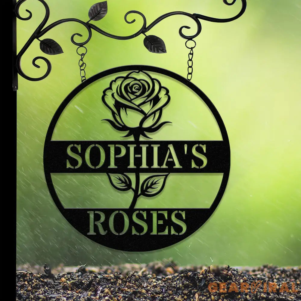 Custom Rose Garden Metal Wall Sign Personalized Outdoor Garden Sign Mom Roses Sign Garden Hanging Flower Bouquet Art