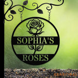 Custom Rose Garden Metal Wall Sign Personalized Outdoor Garden Sign Mom Roses Sign Garden Hanging Flower Bouquet Art