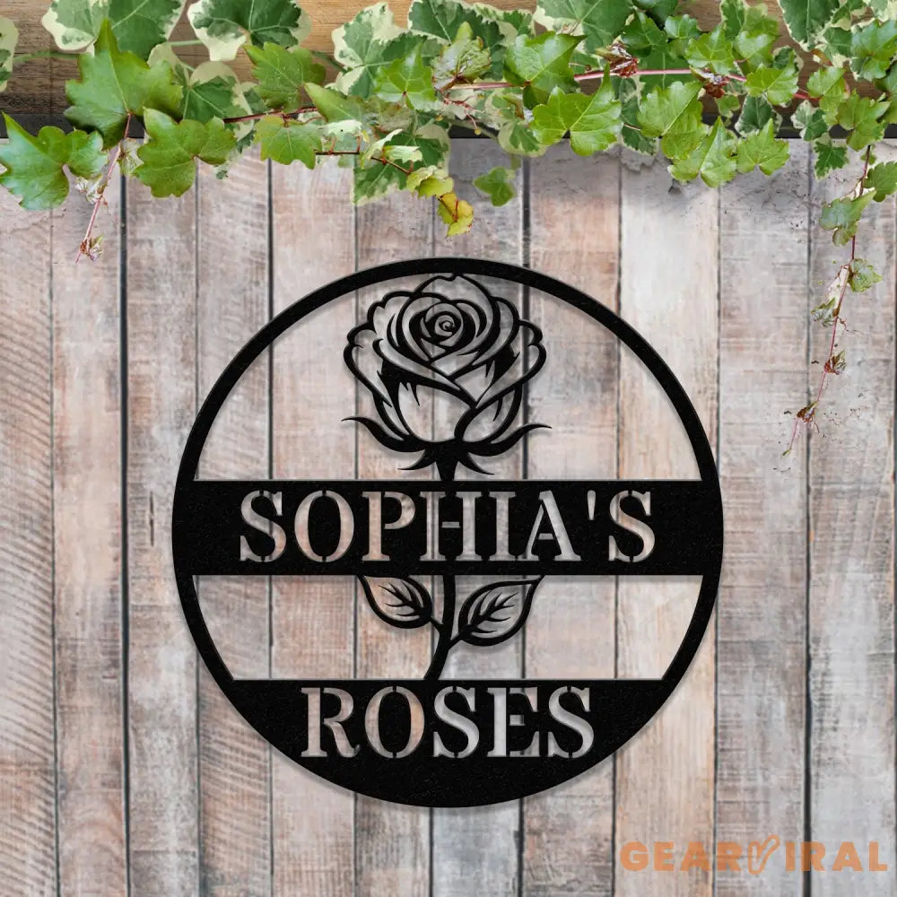 Custom Rose Garden Metal Wall Sign Personalized Outdoor Garden Sign Mom Roses Sign Garden Hanging Flower Bouquet Art