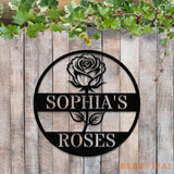 Custom Rose Garden Metal Wall Sign Personalized Outdoor Garden Sign Mom Roses Sign Garden Hanging Flower Bouquet Art