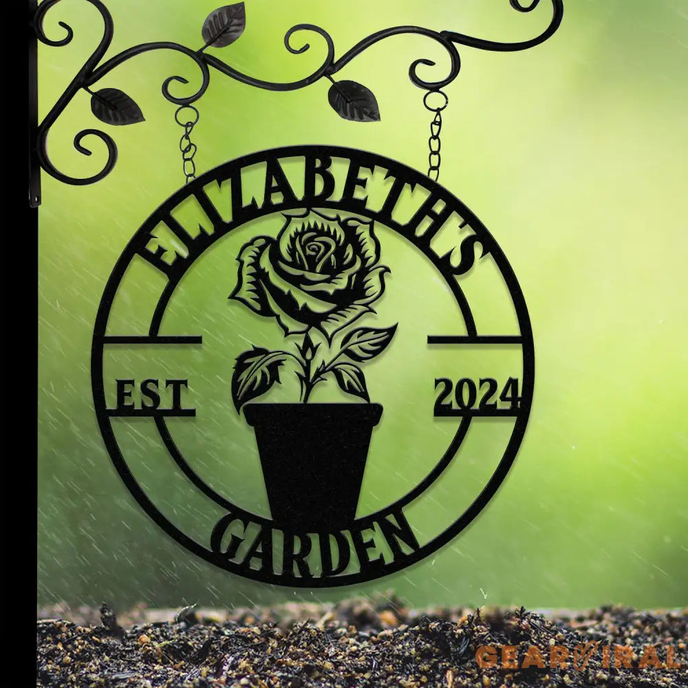 Custom Rose Garden Metal Wall Sign Personalized Outdoor Garden Sign Mom Roses Sign Garden Hanging Flower Bouquet Art