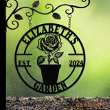 Custom Rose Garden Metal Wall Sign Personalized Outdoor Garden Sign Mom Roses Sign Garden Hanging Flower Bouquet Art