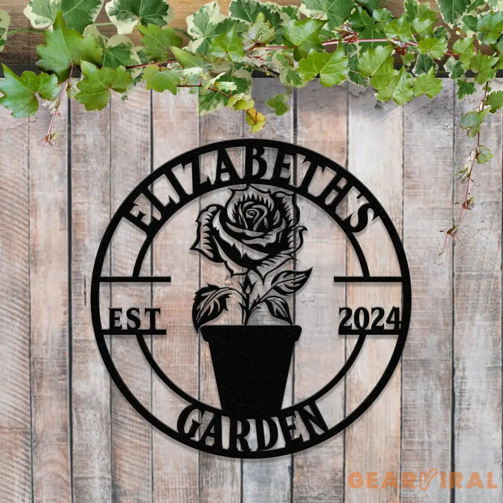 Custom Rose Garden Metal Wall Sign Personalized Outdoor Garden Sign Mom Roses Sign Garden Hanging Flower Bouquet Art