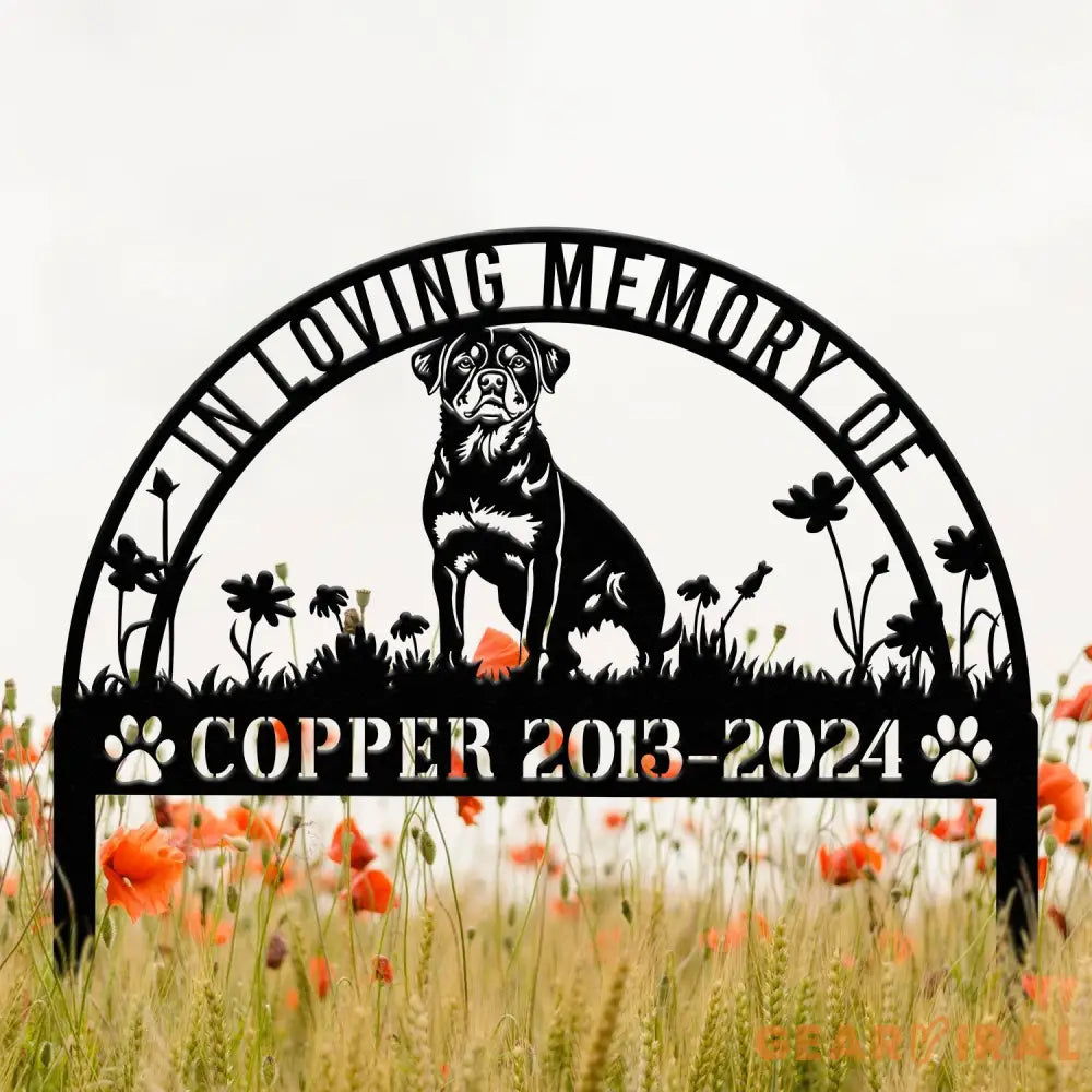Custom Rottweiler Dog Name Sign - Memorial Garden Metal Stake Outdoor Pet Cemetery Marker Personalized Dog Gift for Loss