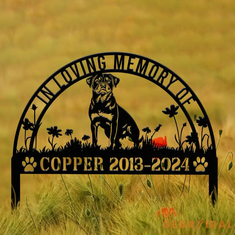 Custom Rottweiler Dog Name Sign - Memorial Garden Metal Stake Outdoor Pet Cemetery Marker Personalized Dog Gift for Loss