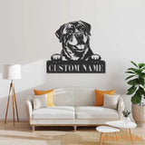 Custom Rottweiler Metal Wall Art LED Light Personalized Dog Lover Name Sign Home Decor Kids Nursery Pet Decoration