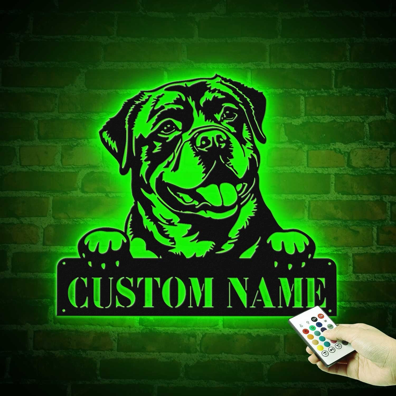 Custom Rottweiler Metal Wall Art LED Light Personalized Dog Lover Name Sign Home Decor Kids Nursery Pet Decoration Birthday Christmas Gift | GearViral