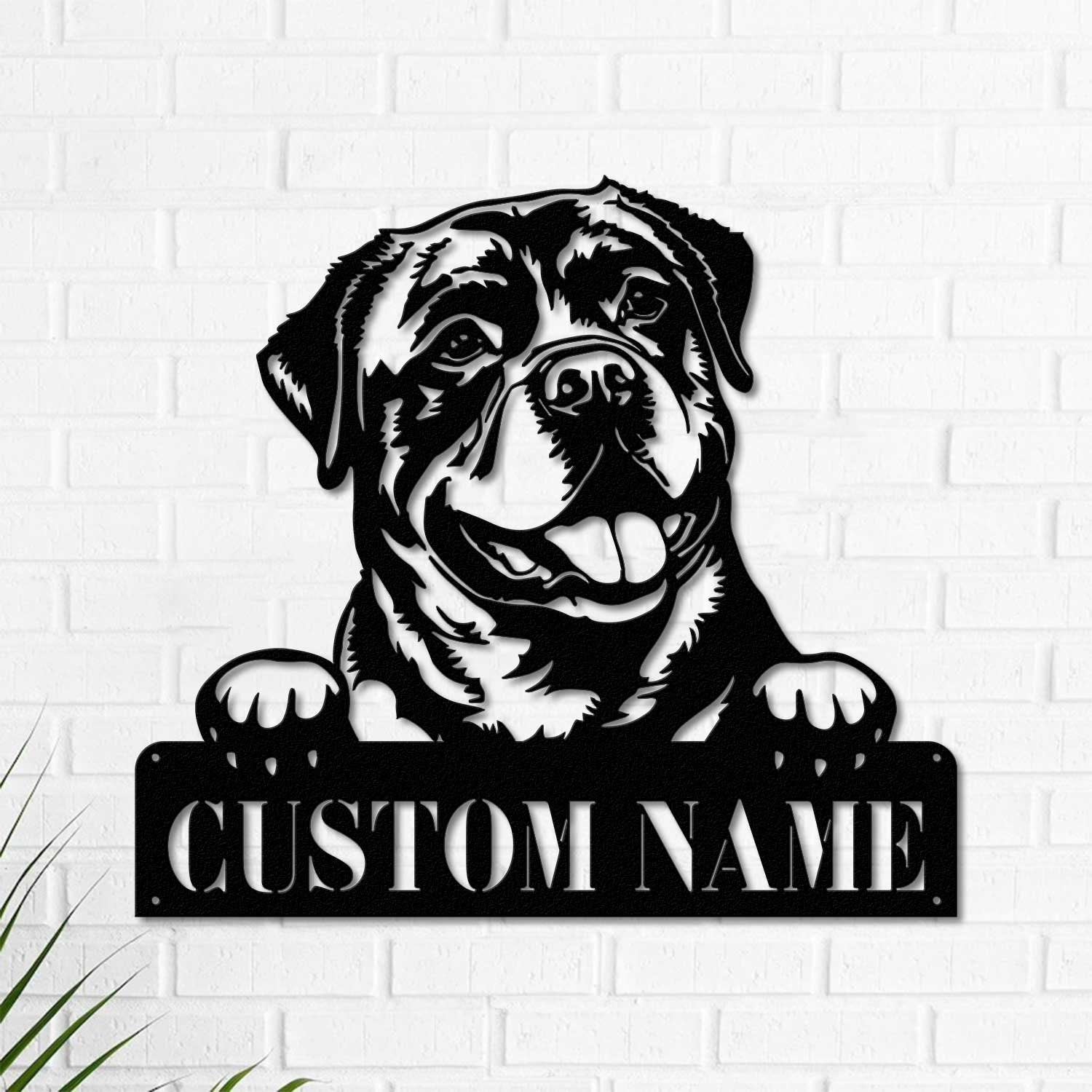 Custom Rottweiler Metal Wall Art LED Light Personalized Dog Lover Name Sign Home Decor Kids Nursery Pet Decoration Birthday Christmas Gift | GearViral