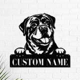 Custom Rottweiler Metal Wall Art LED Light Personalized Dog Lover Name Sign Home Decor Kids Nursery Pet Decoration Birthday Christmas Gift | GearViral