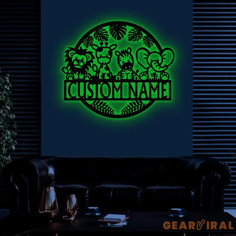 Custom Safari Animals Name Sign Metal Safari Sign Metal Wall Art Safari Nursery Decor Animal Name Sign Kid’s Nursery