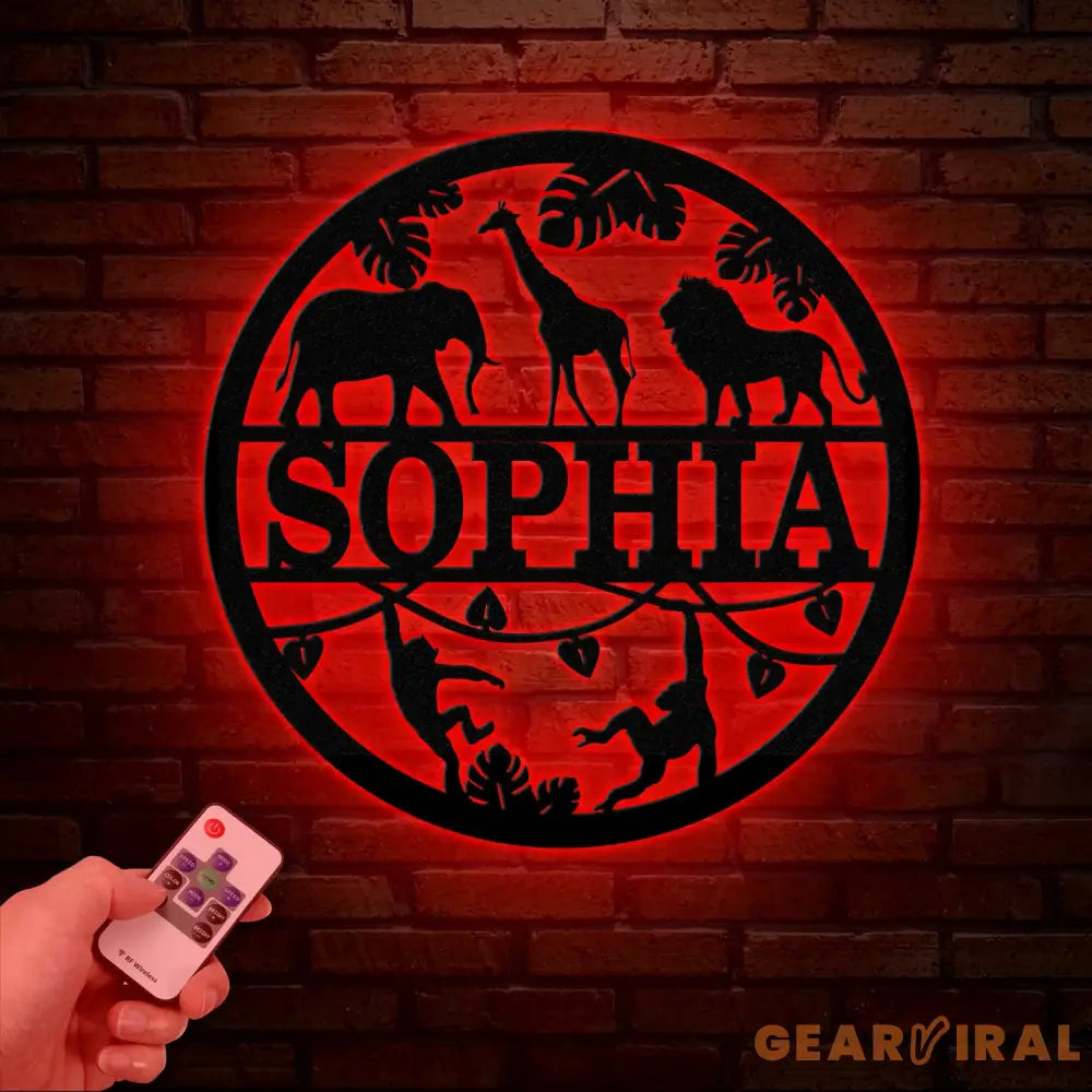 Custom Safari Animals Name Sign Metal Safari Sign Metal Wall Art Safari Nursery Decor Animal Name Sign Kid’s Nursery