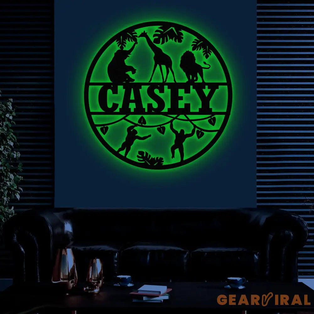 Custom Safari Animals Name Sign Metal Safari Sign Metal Wall Art Safari Nursery Decor Animal Name Sign Kid’s Nursery