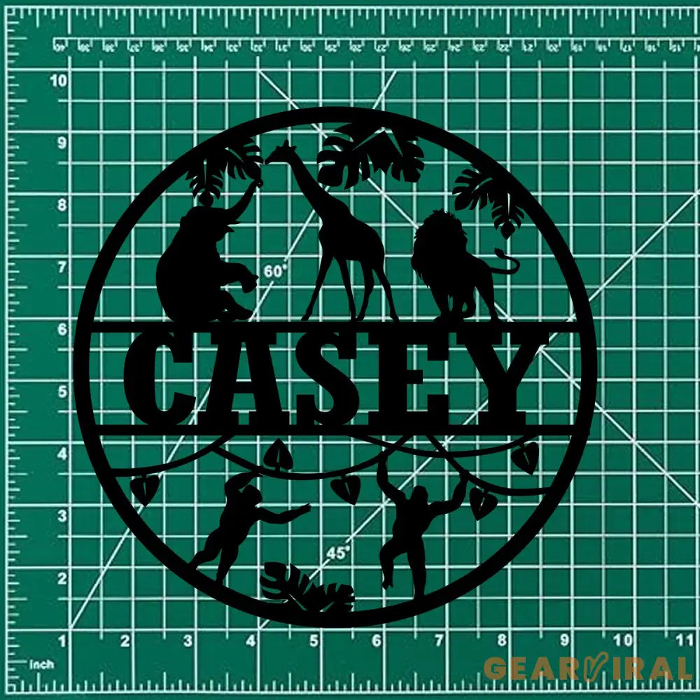 Custom Safari Animals Name Sign Metal Safari Sign Metal Wall Art Safari Nursery Decor Animal Name Sign Kid’s Nursery