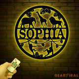Custom Safari Animals Name Sign Metal Safari Sign Metal Wall Art Safari Nursery Decor Animal Name Sign Kid’s Nursery