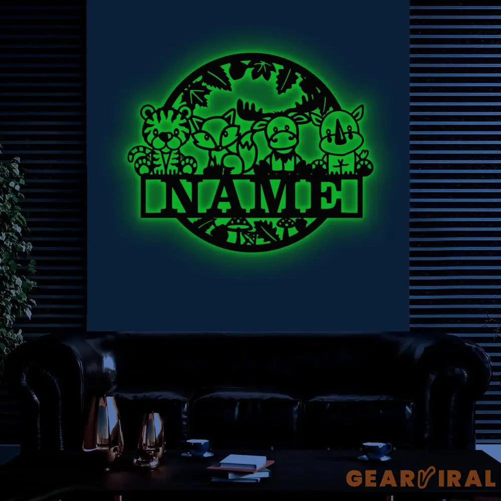 Custom Safari Animals Name Sign Metal Safari Sign Metal Wall Art Safari Nursery Decor Animal Name Sign Kid’s Nursery