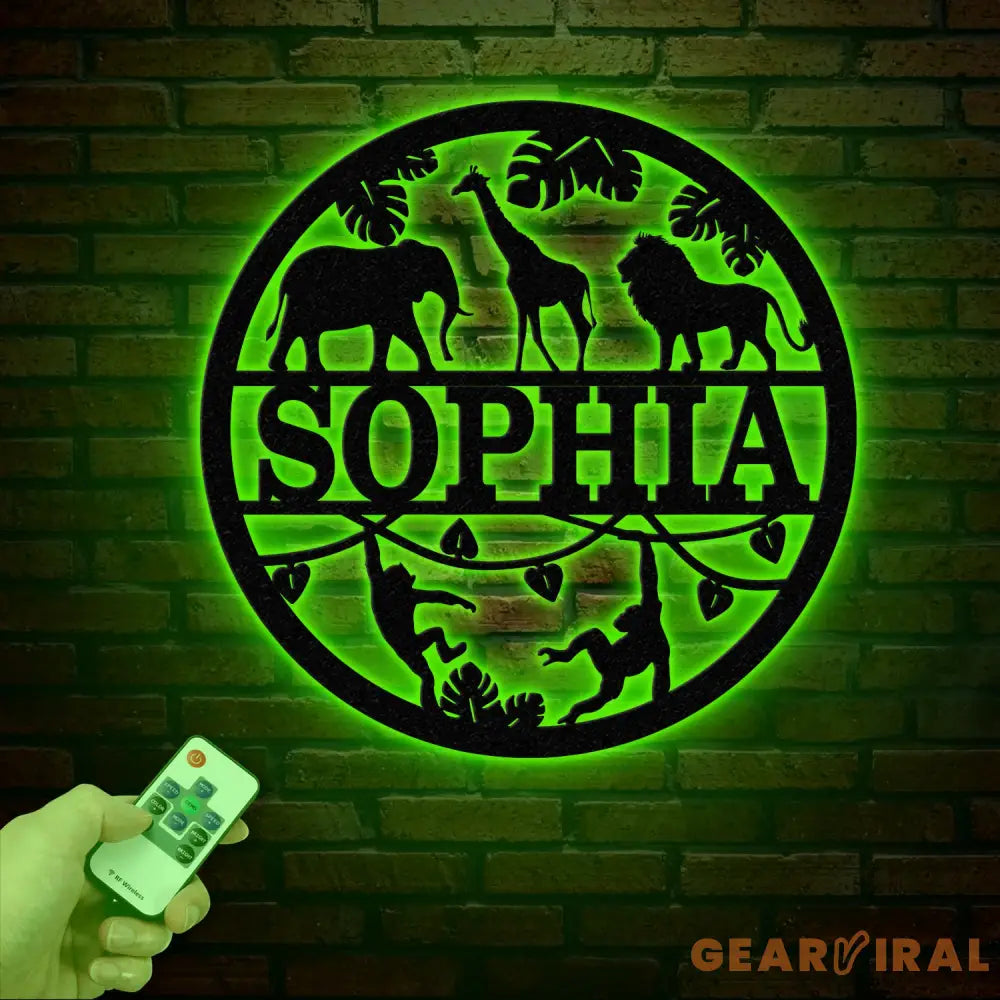 Custom Safari Animals Name Sign Metal Safari Sign Metal Wall Art Safari Nursery Decor Animal Name Sign Kid’s Nursery