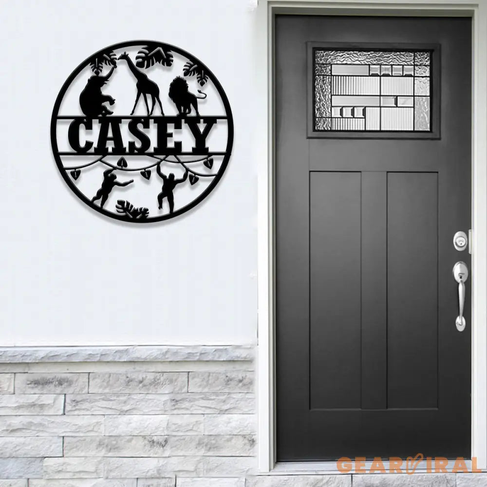 Custom Safari Animals Name Sign Metal Safari Sign Metal Wall Art Safari Nursery Decor Animal Name Sign Kid’s Nursery