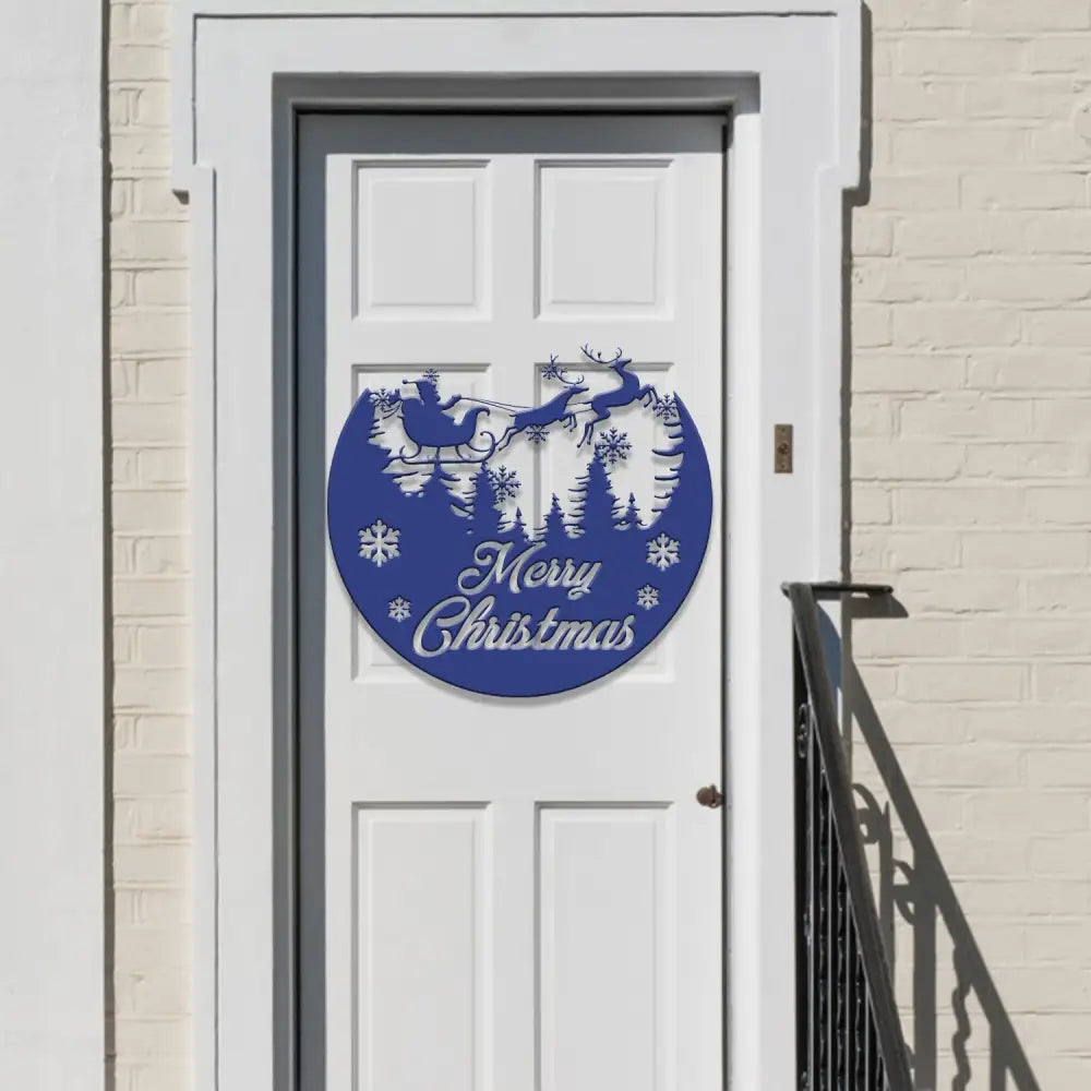 Custom Santa Riding a Sleigh Metal Wall Art Personalized Christmas Name Sign Christmas Decor Christmas Family Gift