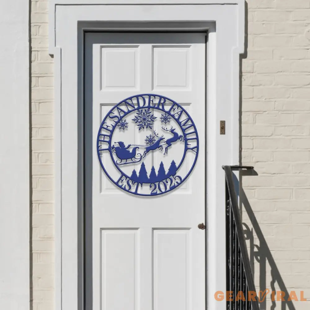 Custom Santa Riding a Sleigh Metal Wall Art Personalized Christmas Name Sign Christmas Decor Christmas Family Gift