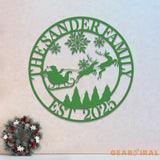 Custom Santa Riding a Sleigh Metal Wall Art Personalized Christmas Name Sign Christmas Decor Christmas Family Gift