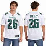 Custom Saquon Barkley Philadelphia Eagles Fan Inspired Fashion Game Jersey - Tundra White