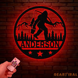 Custom Sasquatch Fishing Metal Sign - Bigfoot Mountain Yard Art Personalized Metal Yeti Sign Outdoor Bigfoot Yard Decor