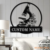 Custom Scientist Microscope Metal Wall Art LED Light Personalized Biologist Name Sign Lab Tech Decoration Gift For Lab