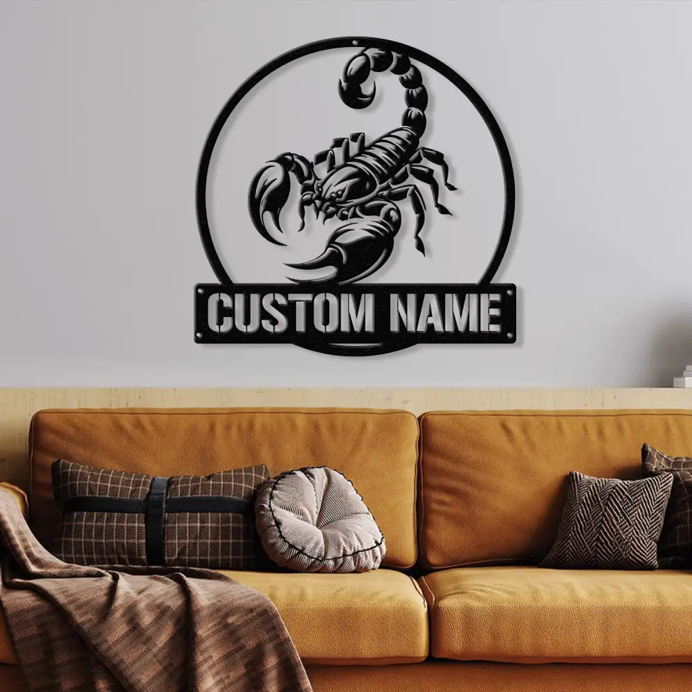 Custom Scorpion Metal Wall Art LED Light Personalized Scorpion Lover Name Sign Scorpions Metal Sign Nursery Decoration