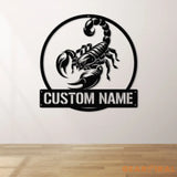 Custom Scorpion Metal Wall Art LED Light Personalized Scorpion Lover Name Sign Scorpions Metal Sign Nursery Decoration