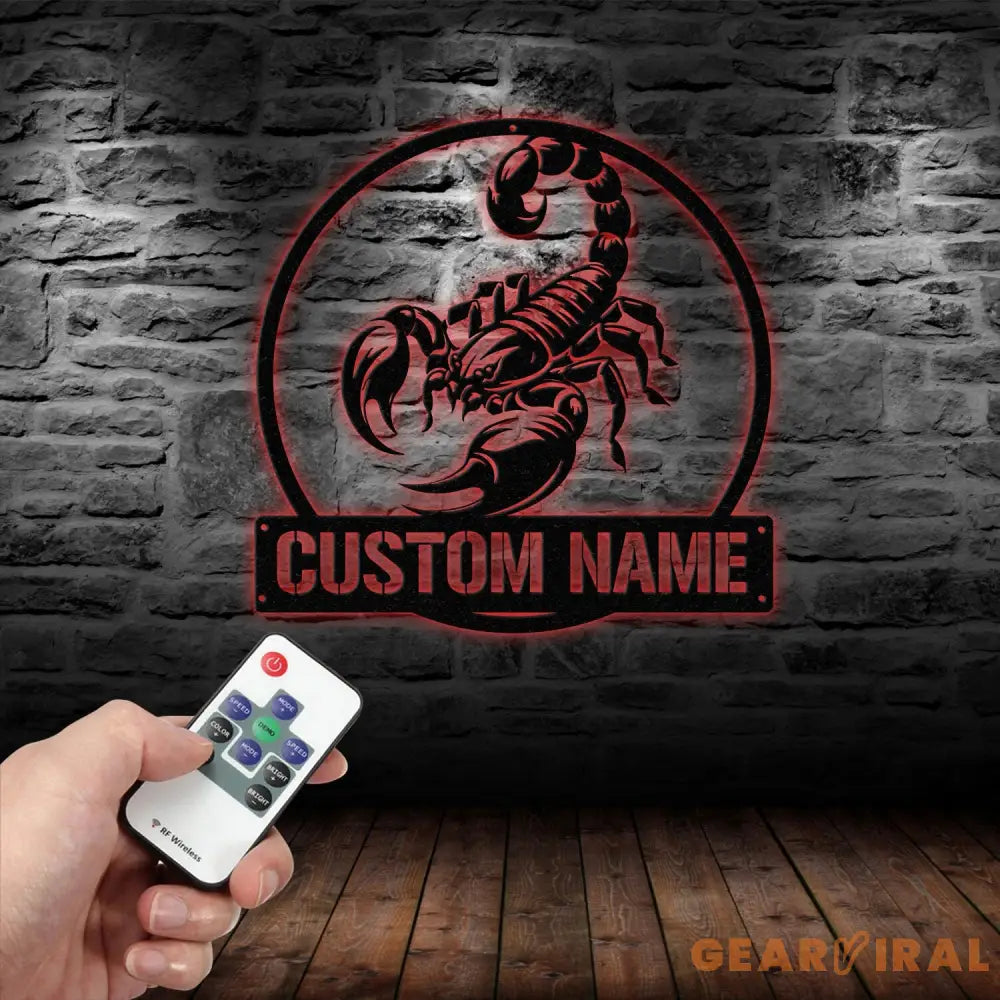 Custom Scorpion Metal Wall Art LED Light Personalized Scorpion Lover Name Sign Scorpions Metal Sign Nursery Decoration
