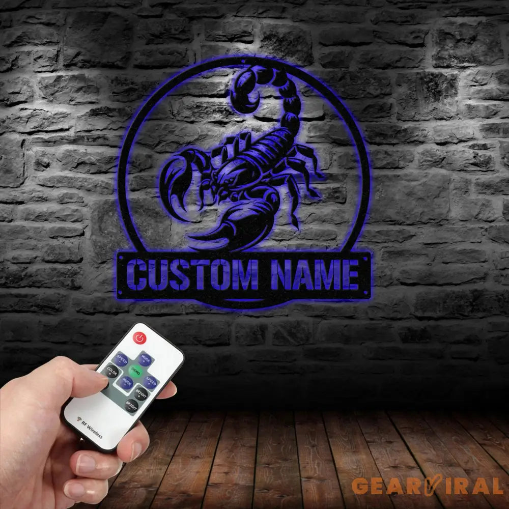 Custom Scorpion Metal Wall Art LED Light Personalized Scorpion Lover Name Sign Scorpions Metal Sign Nursery Decoration