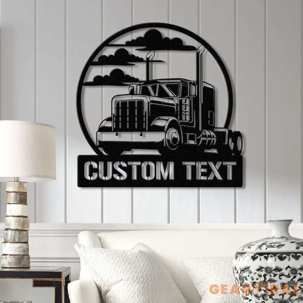 Custom Semi Truck Wall Art with Personalized Name Truck Driver Decor for Garage & Home Perfect for Father’s Day &