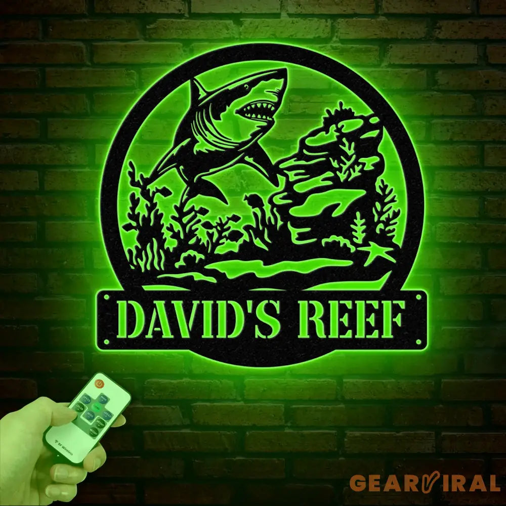 Custom Shark Metal Sign with Led Lights Last Name Sign Personalized Reef Wall Art Shark Wall Decor Indoor Home Decor &