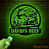 Custom Shark Metal Sign with Led Lights Last Name Sign Personalized Reef Wall Art Shark Wall Decor Indoor Home Decor &