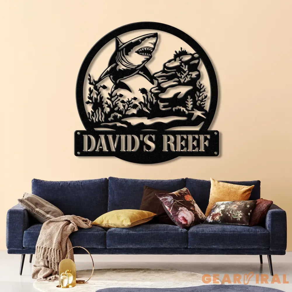 Custom Shark Metal Sign with Led Lights Last Name Sign Personalized Reef Wall Art Shark Wall Decor Indoor Home Decor &