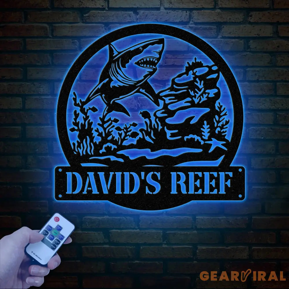 Custom Shark Metal Sign with Led Lights Last Name Sign Personalized Reef Wall Art Shark Wall Decor Indoor Home Decor &