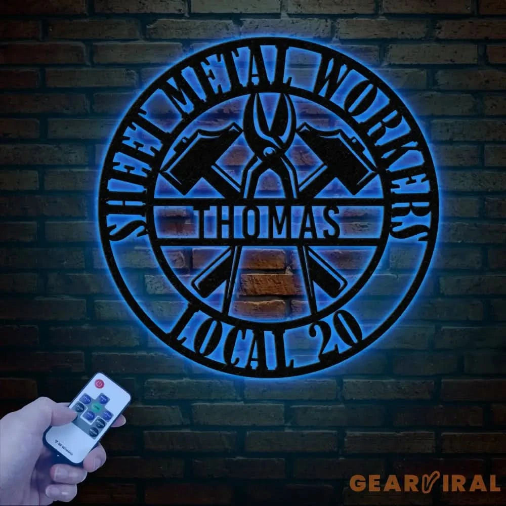 Custom Sheet Metal Workers Wall Art with LED Lights Personalized Metal Sign Gift for Husband or Dad Christmas Gift for