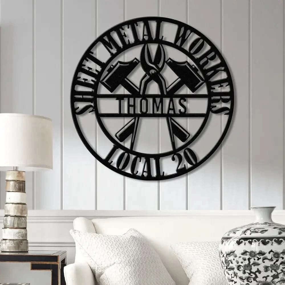 Custom Sheet Metal Workers Wall Art with LED Lights Personalized Metal Sign Gift for Husband or Dad Christmas Gift for