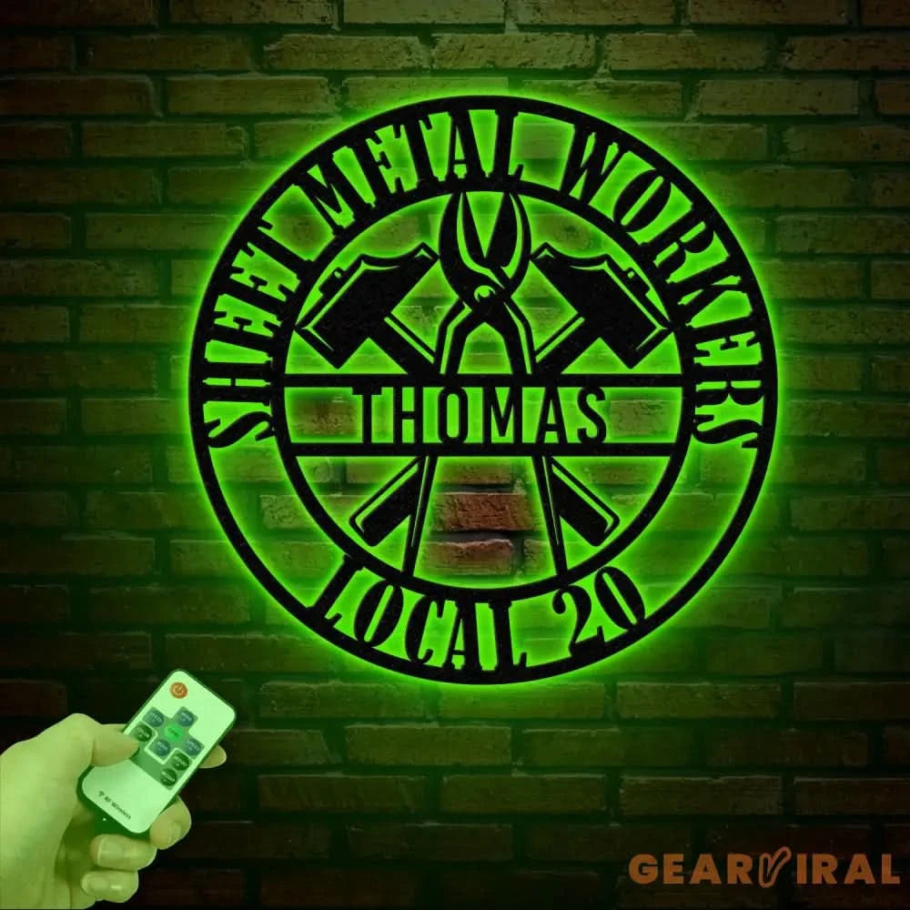 Custom Sheet Metal Workers Wall Art with LED Lights Personalized Metal Sign Gift for Husband or Dad Christmas Gift for