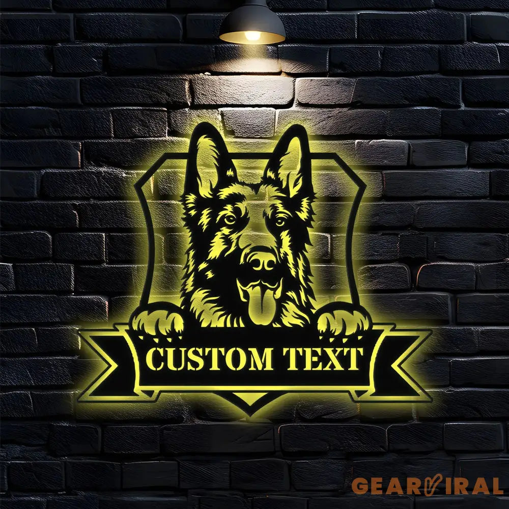 Custom Shepherd Metal Family Name LED Sign - Personalized Monogram Wall Art - Last Name Initial Hanging - Perfect