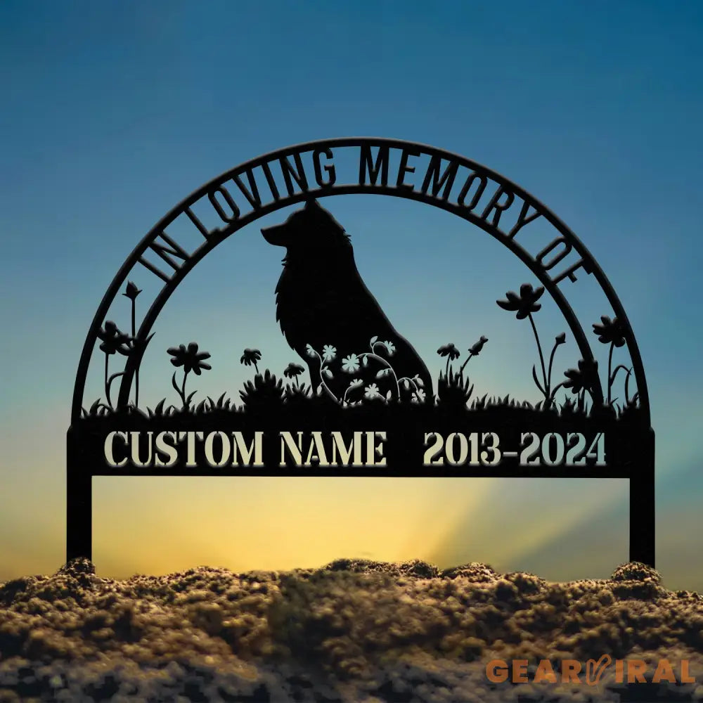 Custom Shetland Sheepdog Memorial Metal Stake - Personalized Pet Grave Marker Remembrance Sign Sympathy Gift Pet Loss