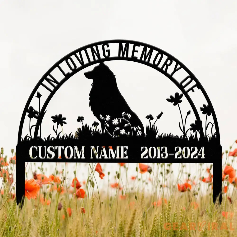 Custom Shetland Sheepdog Memorial Metal Stake - Personalized Pet Grave Marker Remembrance Sign Sympathy Gift Pet Loss