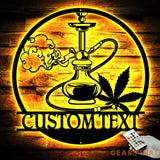 Custom Shisha Hookah Metal Wall Art LED Light - Shisha Sign - Personalized Smoke Shop Name Sign - Home Decor Hookah