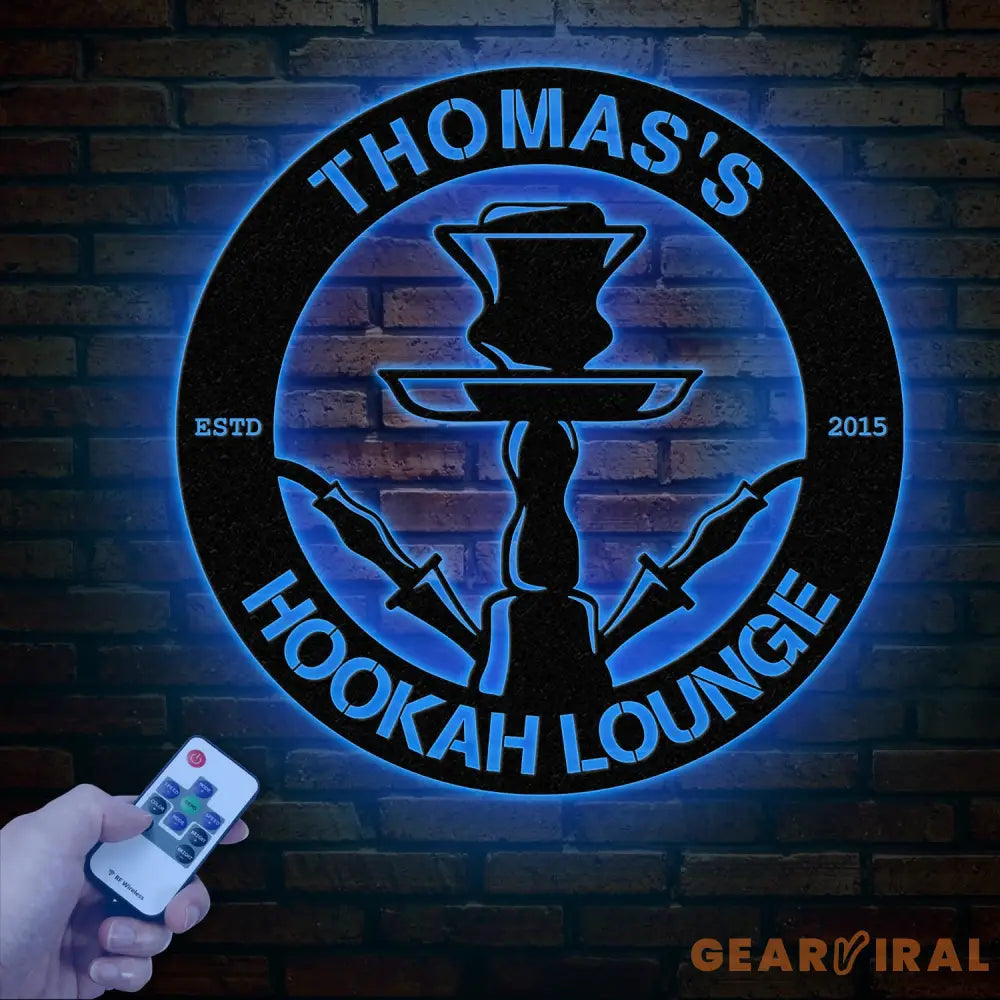 Custom Shisha Hookah Metal Wall Art with LED Light - Personalized Smoke Shop Name Sign - Home Decor & Hookah Shop