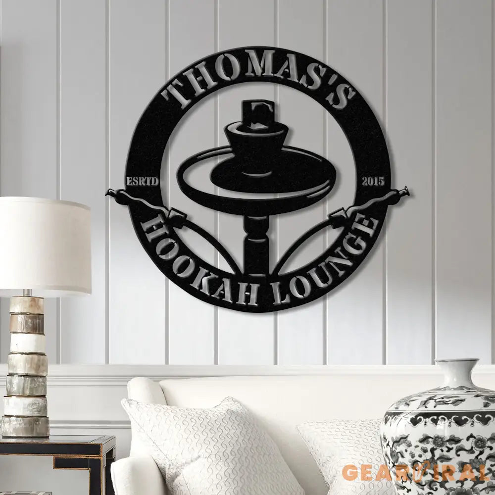 Custom Shisha Hookah Metal Wall Art with LED Light - Personalized Smoke Shop Name Sign - Home Decor & Hookah Shop